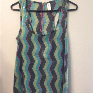 Sequin Chevron Tank Top